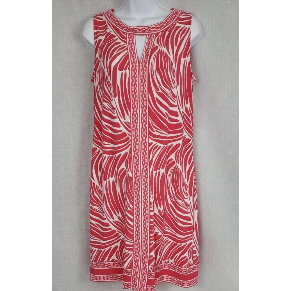Dana Buchman Women’s Sundress Size M Pink & White Dress Pull On A-line Summer